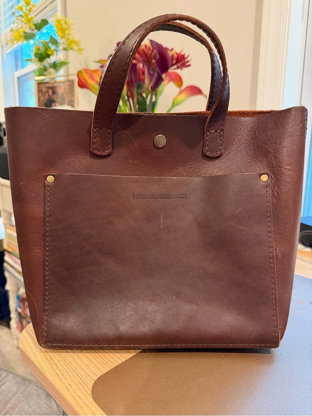 Portland Leather Goods Mini Crossbody in Cognac